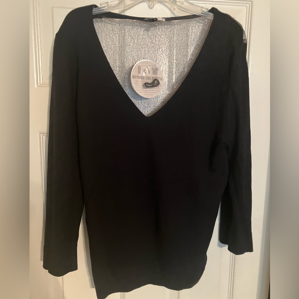 BCBGeneration Black V-Neck Women's Top
